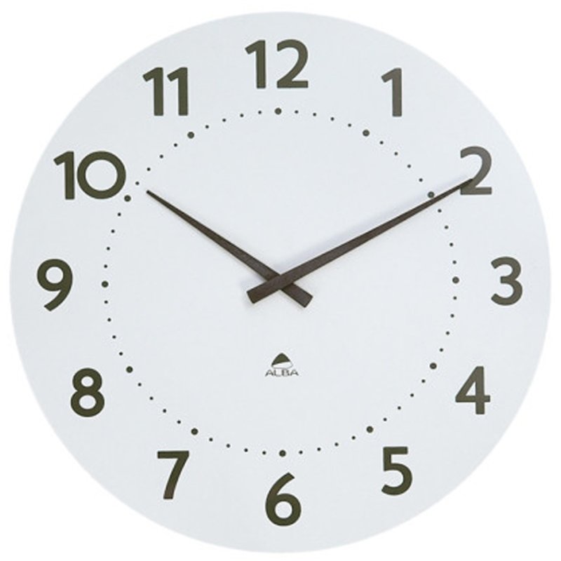 ALBA wandklok hout HORMILENA 55 kwartsuurwerk wit 55cm